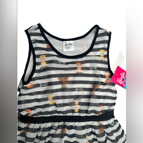 Girls' Barbie Character Dress White Black Kids Size Large (10/12) - Picture 2 of 15